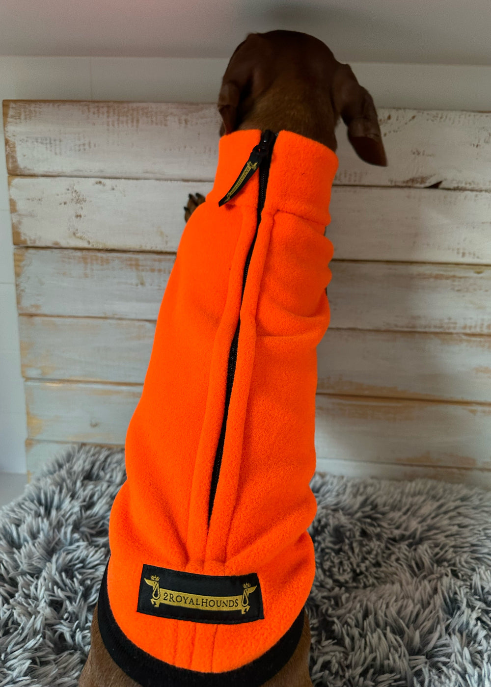 Hunter Orange Polartec® Fleece Turtleneck Romper – 2RoyalHounds